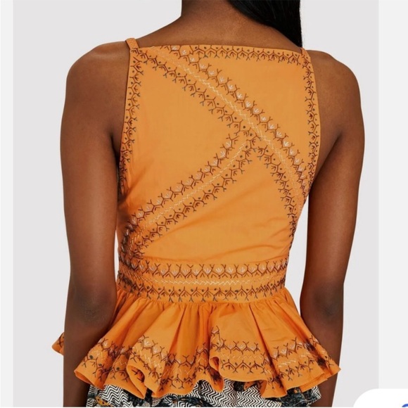 Ulla Johnson Pilar Peplum Top Papaya Orange Size 6 - Picture 6 of 12